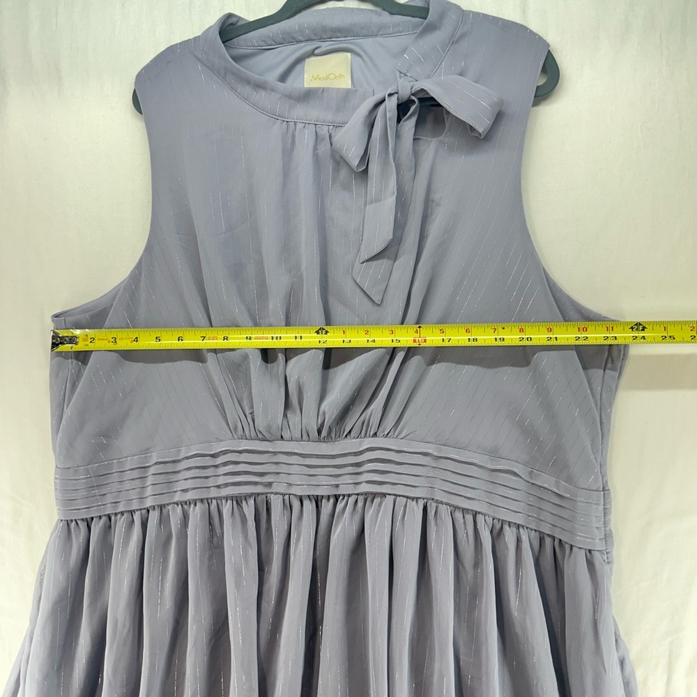 Modcloth Gray Silver Metallic Stripe Dress High Neck Keyhole Pocket Plus Size 4X - Picture 4 of 12
